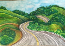 The Road to Work--Oil Pastels